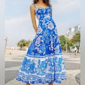 BNWT FARM Rio Blue and White Floral Maxi Dress NEVER WORN!